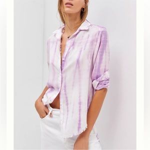 Anthropologie Cloth & Stone - Tie-dye- Frayed Button Down Blouse - Size Large